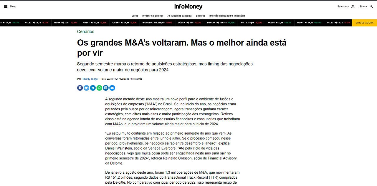 Os grandes M&As voltaram. Mas o melhor ainda est por vir
